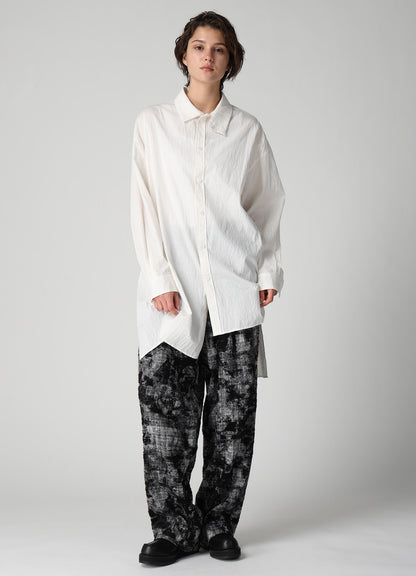 MOHAIR FADED PLAID JACQUARD SINGLE TUCK SIDE OPEN PANTS