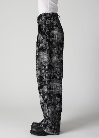 MOHAIR FADED PLAID JACQUARD SINGLE TUCK SIDE OPEN PANTS