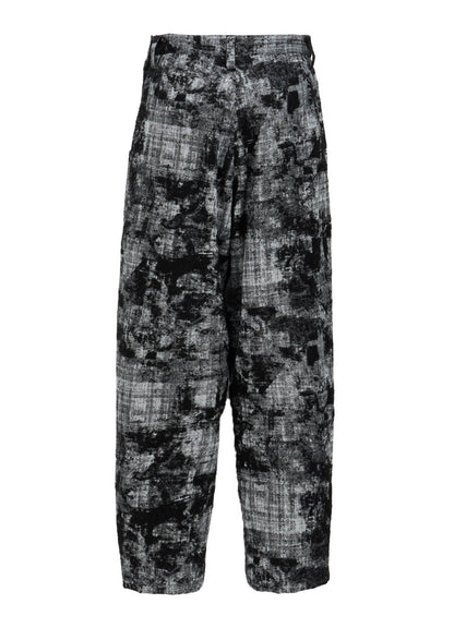 MOHAIR FADED PLAID JACQUARD SINGLE TUCK SIDE OPEN PANTS