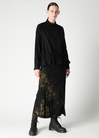8OZ DENIM BLEACHED OVERDYE FLARE SKIRT