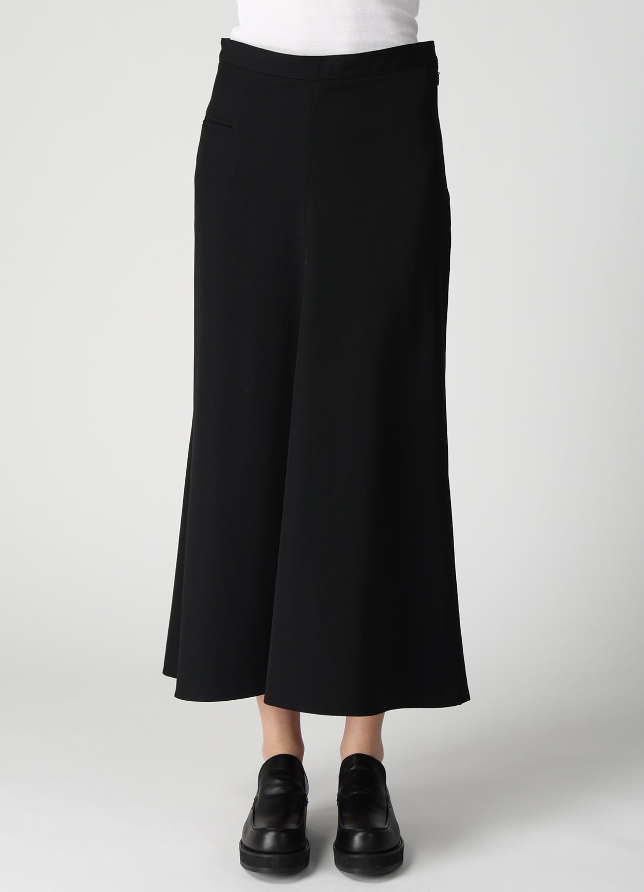 WOOL GABARDINE SEMI FLARE LONG SKIRT