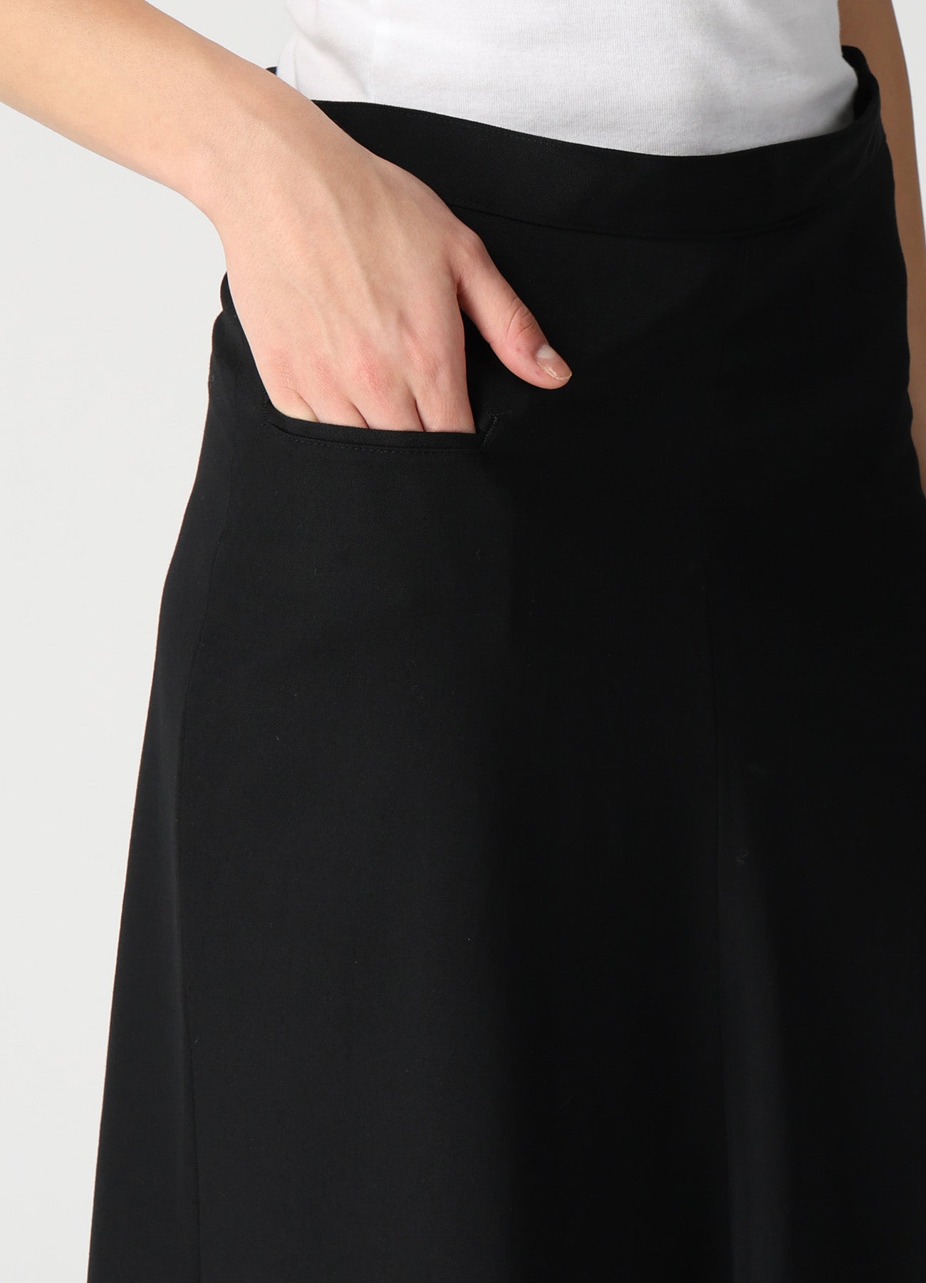 WOOL GABARDINE SEMI FLARE LONG SKIRT