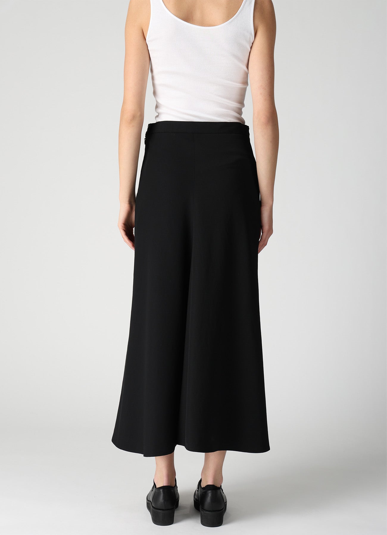 WOOL GABARDINE SEMI FLARE LONG SKIRT