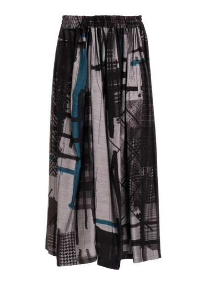 CU/DUNGAREE TWILL PLAID PRINT GATHER SKIRT