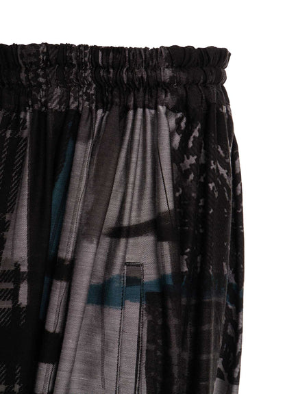 CU/DUNGAREE TWILL PLAID PRINT GATHER SKIRT