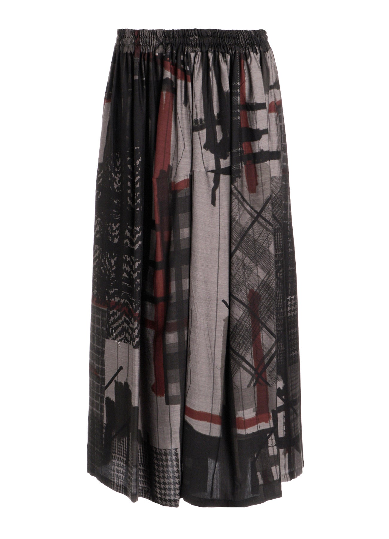 CU/DUNGAREE TWILL PLAID PRINT GATHER SKIRT