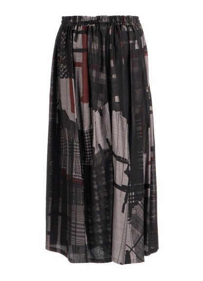 CU/DUNGAREE TWILL PLAID PRINT GATHER SKIRT