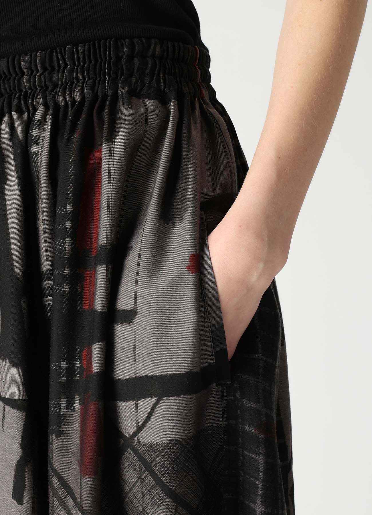 CU/DUNGAREE TWILL PLAID PRINT GATHER SKIRT