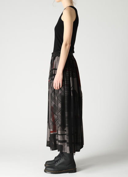 CU/DUNGAREE TWILL PLAID PRINT GATHER SKIRT