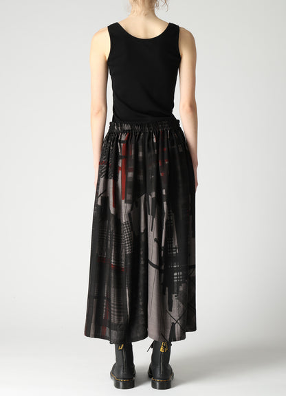 CU/DUNGAREE TWILL PLAID PRINT GATHER SKIRT