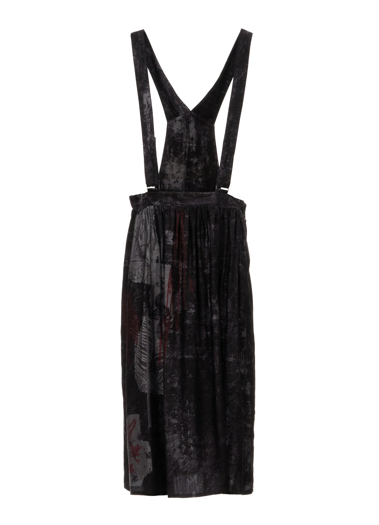 CUPRO DUNGAREE TWILL SHOULDER STRAP GATHERED SKIRT
