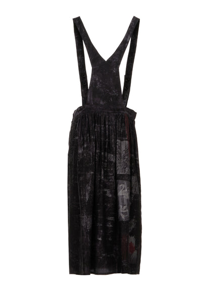 CUPRO DUNGAREE TWILL SHOULDER STRAP GATHERED SKIRT
