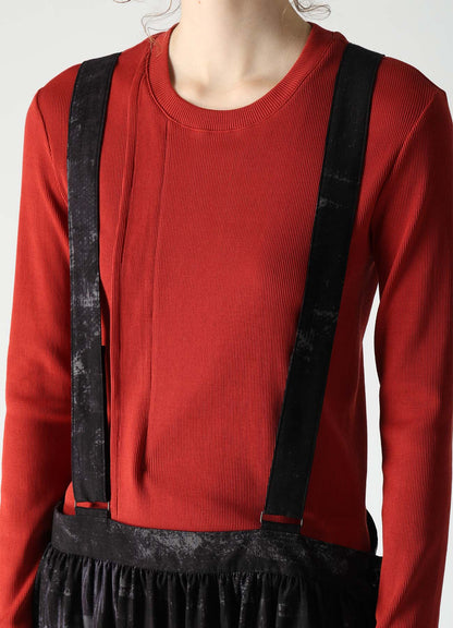CUPRO DUNGAREE TWILL SHOULDER STRAP GATHERED SKIRT