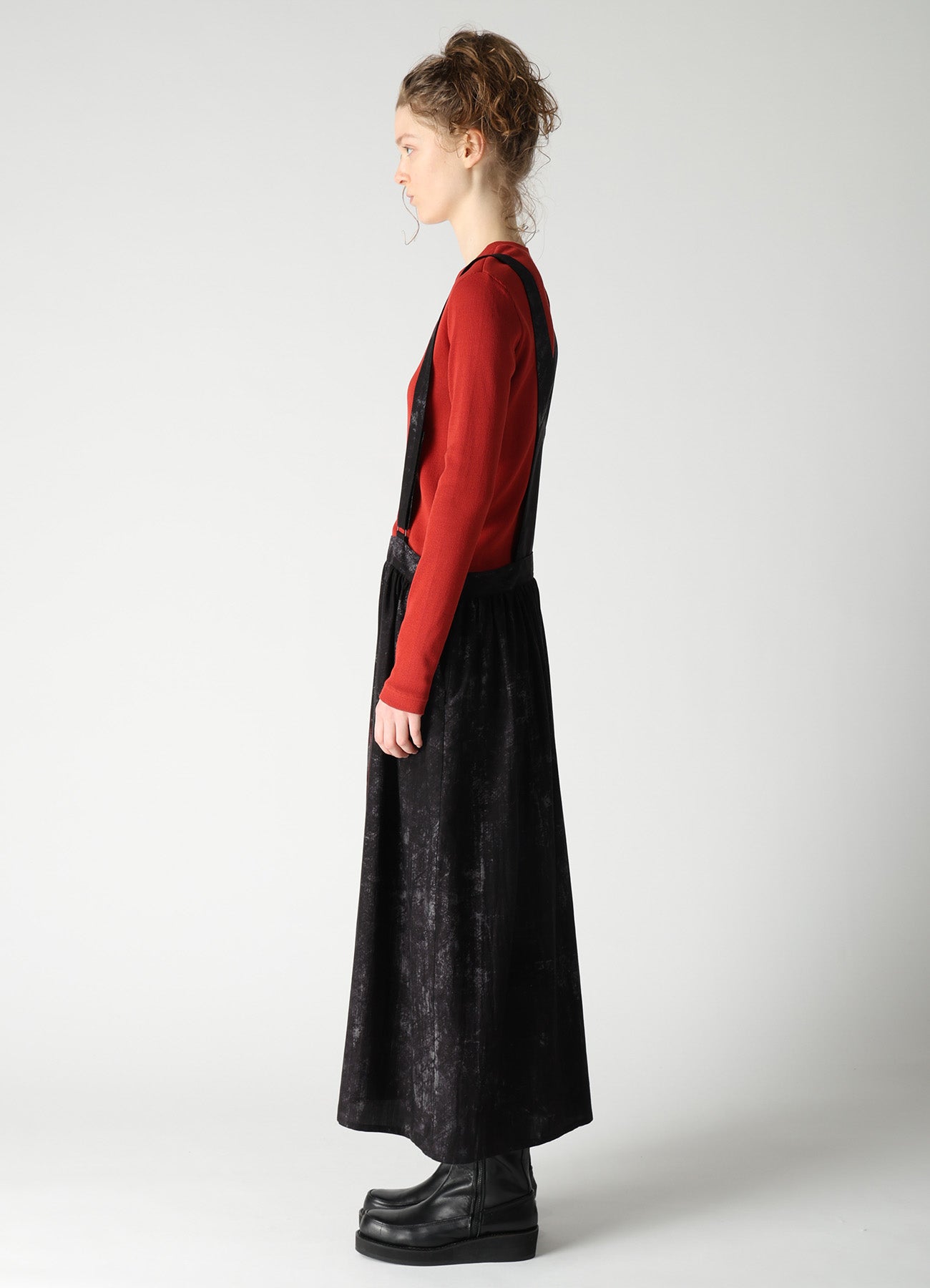 CUPRO DUNGAREE TWILL SHOULDER STRAP GATHERED SKIRT – THE SHOP