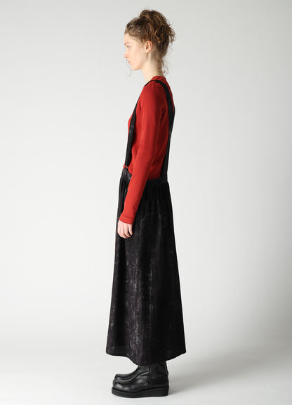 CUPRO DUNGAREE TWILL SHOULDER STRAP GATHERED SKIRT