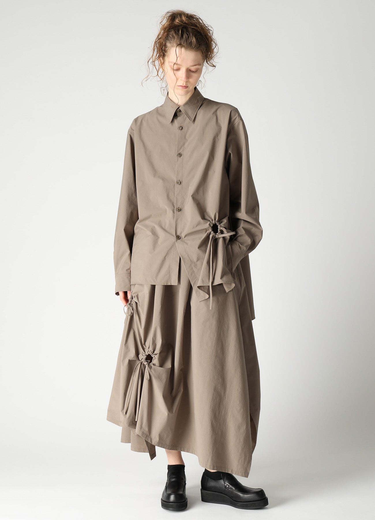 POLYESTER TYPEWRITER CIRCLE GATHER SKIRT