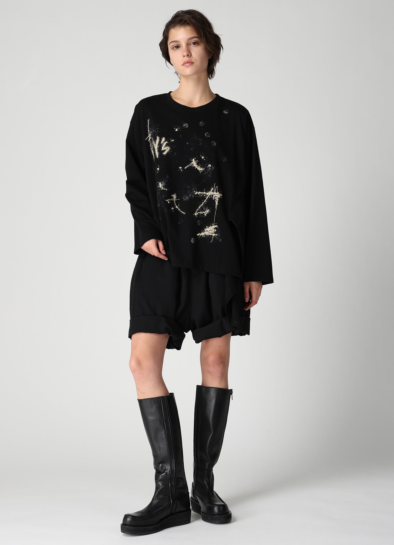 30/- JERSEY Y'S LOGO PRINT SIDE SLIT LONG SLEEVE T-SHIRTS