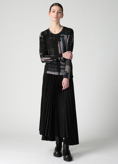 WOOL JERSEY PLAID PRINT LONG SLEEVE T-SHIRTS