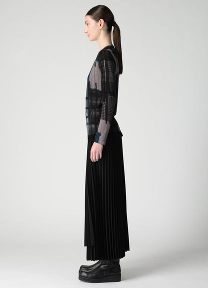 WOOL JERSEY PLAID PRINT LONG SLEEVE T-SHIRTS