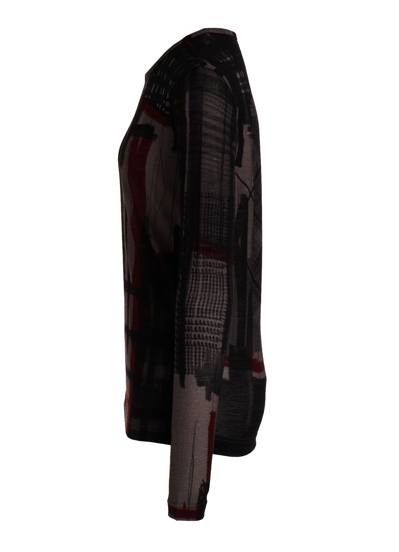 WOOL JERSEY PLAID PRINT LONG SLEEVE T-SHIRTS