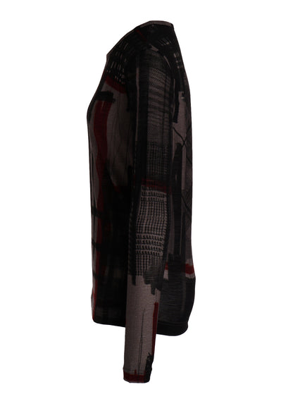 WOOL JERSEY PLAID PRINT LONG SLEEVE T-SHIRTS