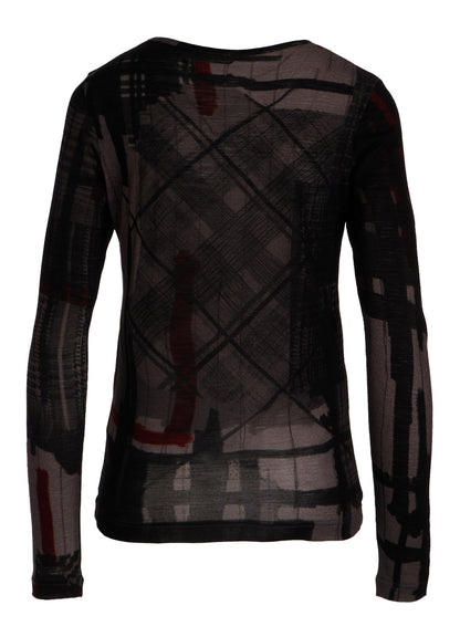 WOOL JERSEY PLAID PRINT LONG SLEEVE T-SHIRTS