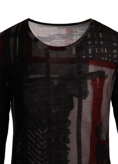 WOOL JERSEY PLAID PRINT LONG SLEEVE T-SHIRTS