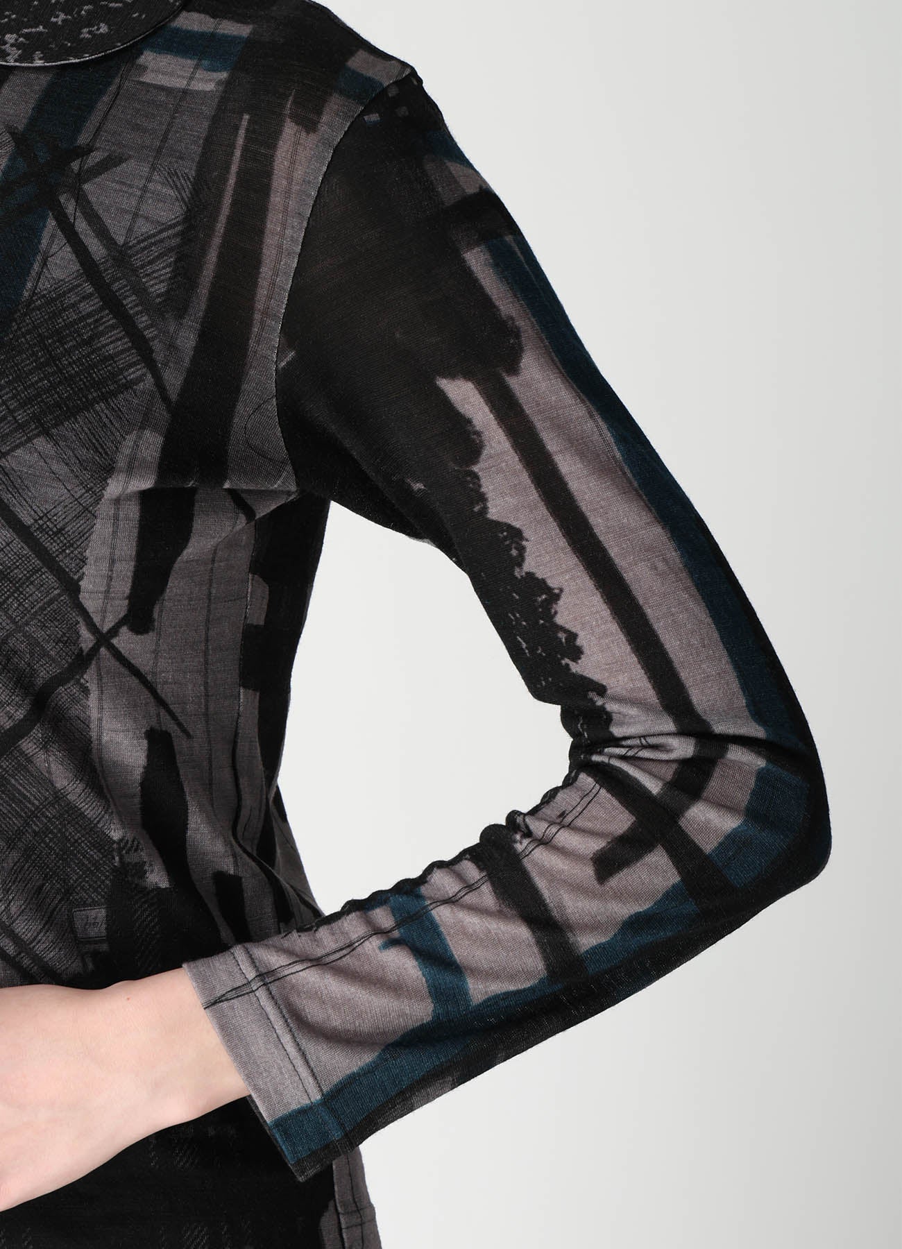 WOOL JERSEY PLAID PRINT LONG SLEEVE CARDIGAN