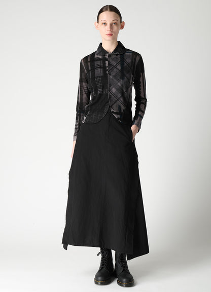 WOOL JERSEY PLAID PRINT LONG SLEEVE CARDIGAN