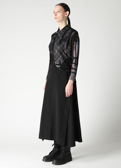 WOOL JERSEY PLAID PRINT LONG SLEEVE CARDIGAN