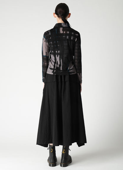 WOOL JERSEY PLAID PRINT LONG SLEEVE CARDIGAN