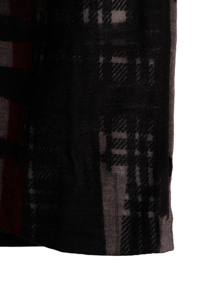 WOOL JERSEY PLAID PRINT LONG SLEEVE CARDIGAN