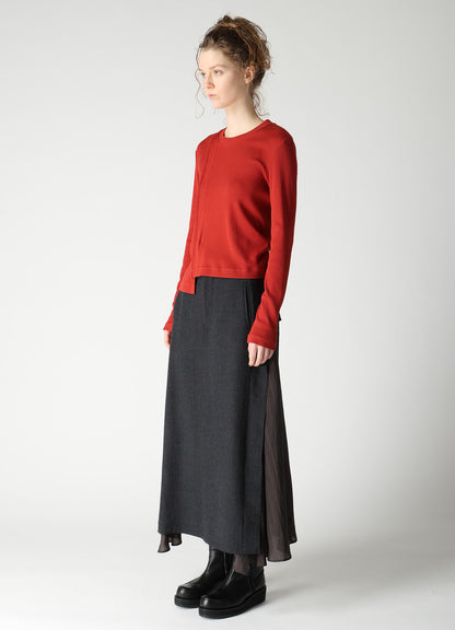 RIB PANEL LONG SLEEVE T-SHIRT