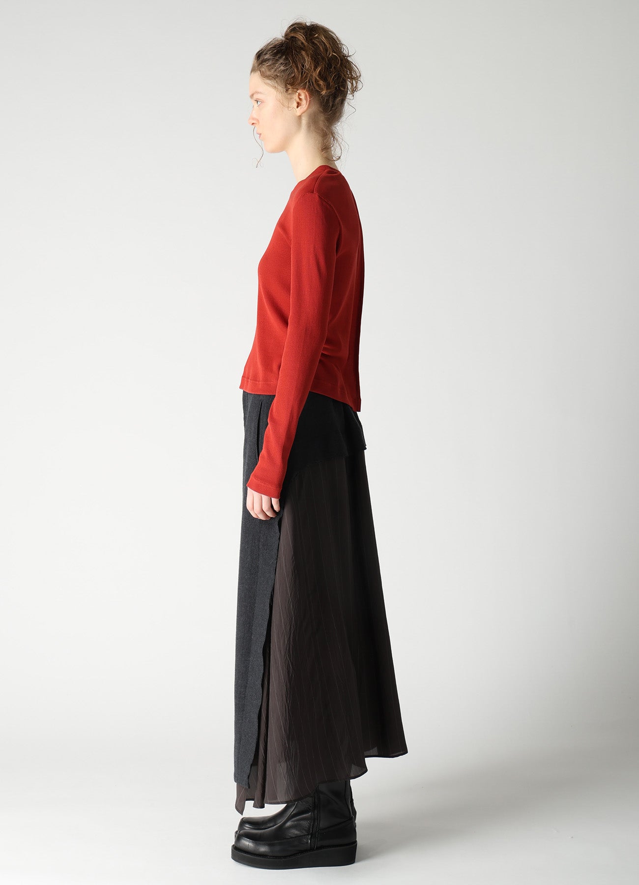 RIB PANEL LONG SLEEVE T-SHIRT