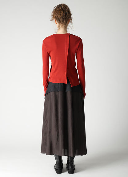 RIB PANEL LONG SLEEVE T-SHIRT