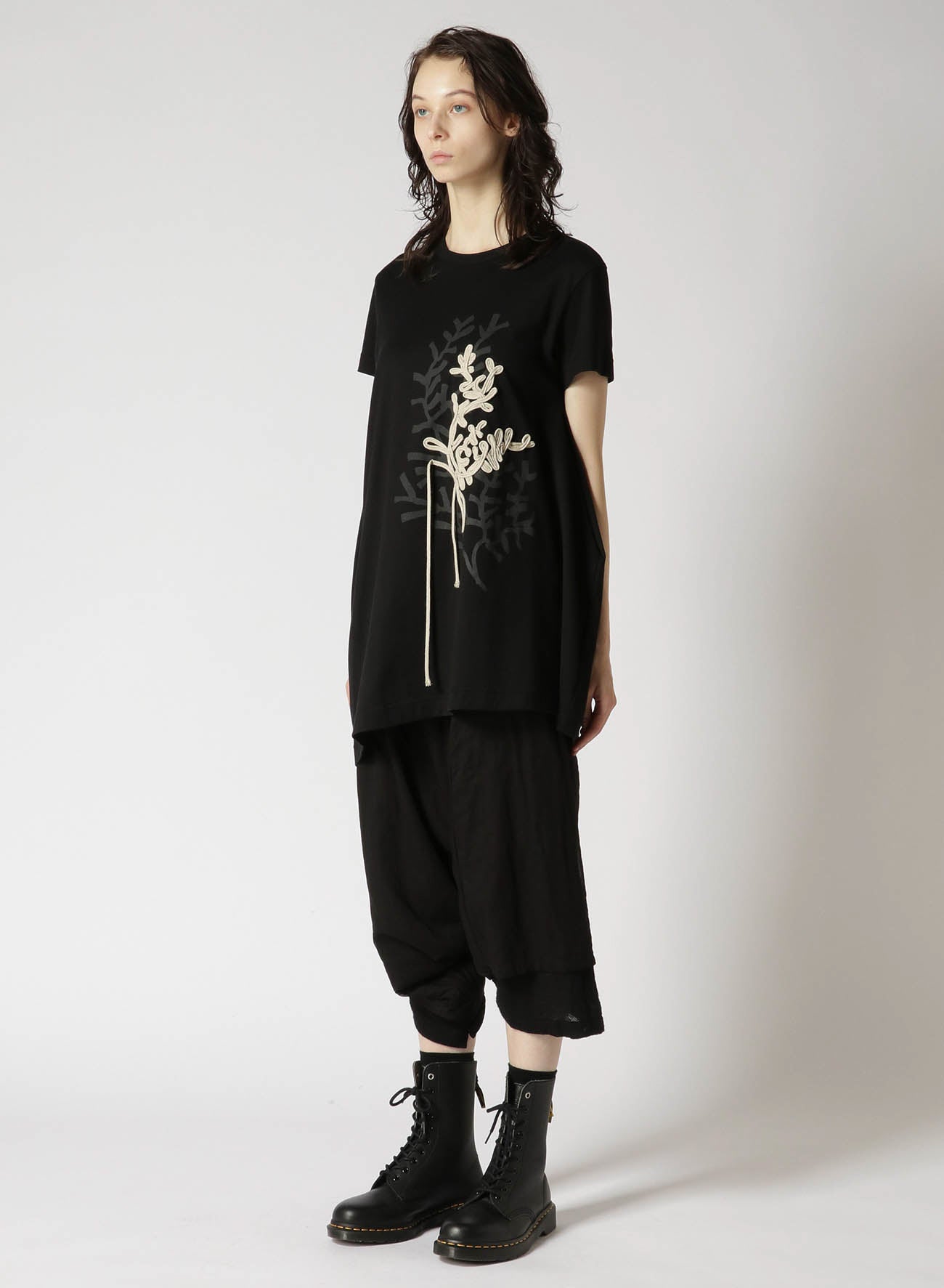 RIB PANEL SHORT HIGH NECK T-SHIRT