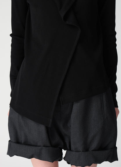 RIB PANEL SHORT HIGH NECK T-SHIRT