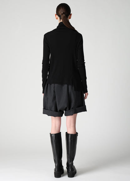 RIB PANEL SHORT HIGH NECK T-SHIRT