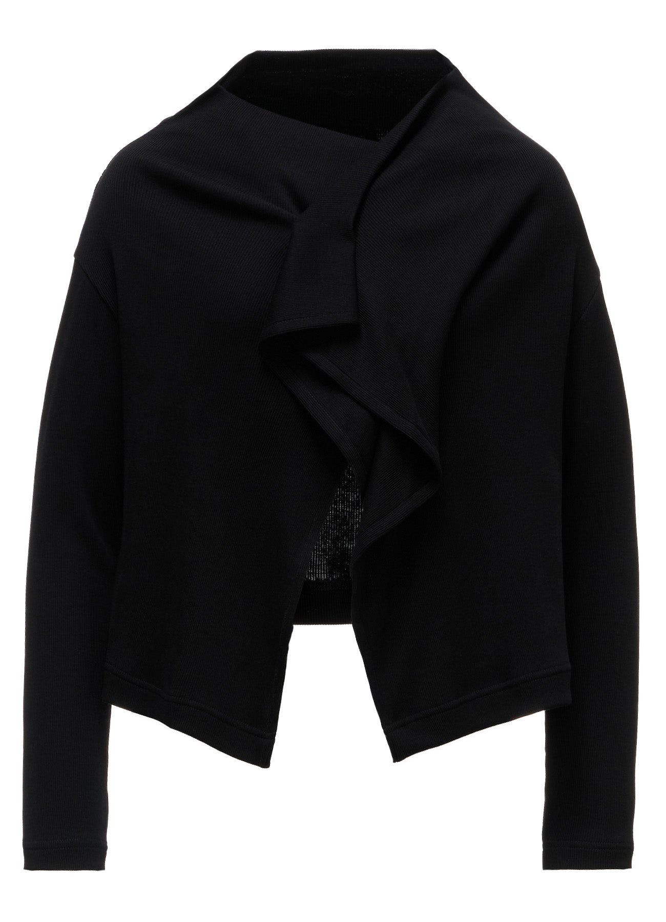 RIB PANEL SHORT L/S DRAPE CARDIGAN