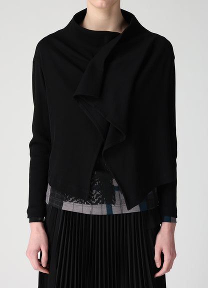 RIB PANEL SHORT L/S DRAPE CARDIGAN