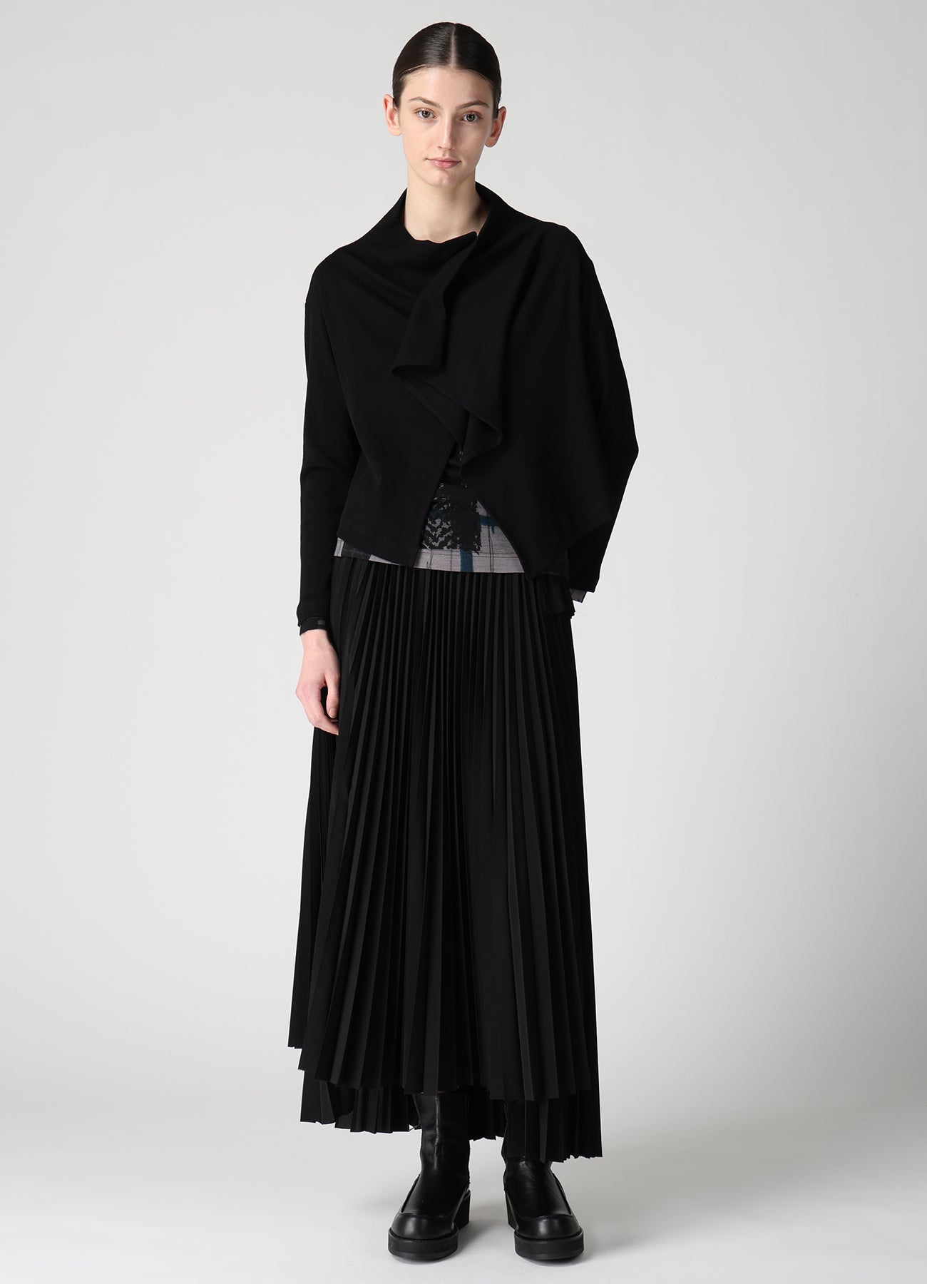 RIB PANEL SHORT L/S DRAPE CARDIGAN
