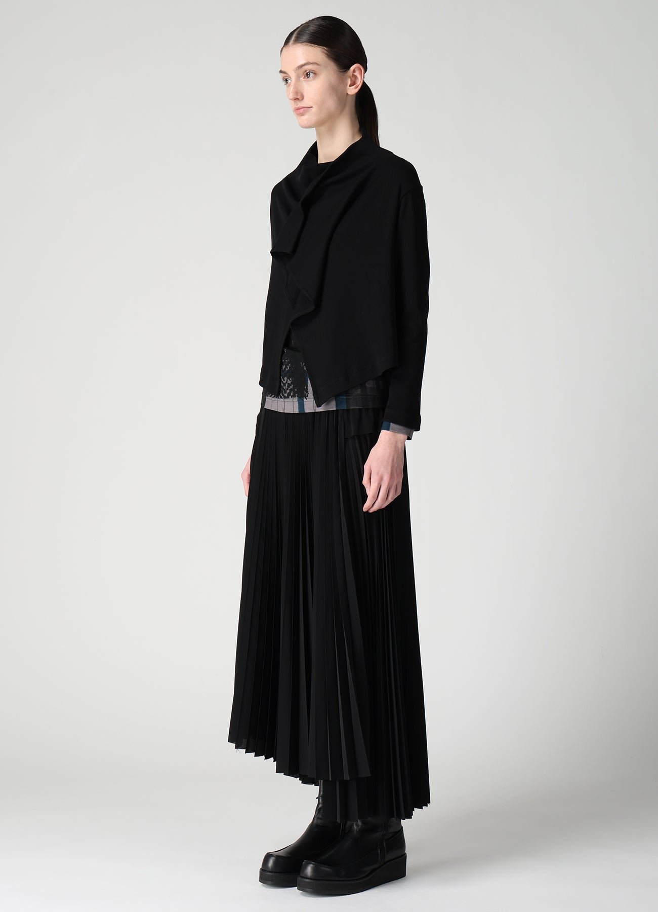 RIB PANEL SHORT L/S DRAPE CARDIGAN