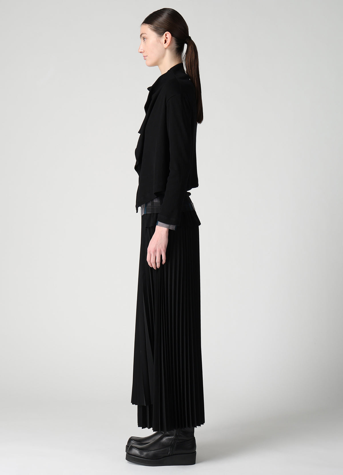 RIB PANEL SHORT L/S DRAPE CARDIGAN