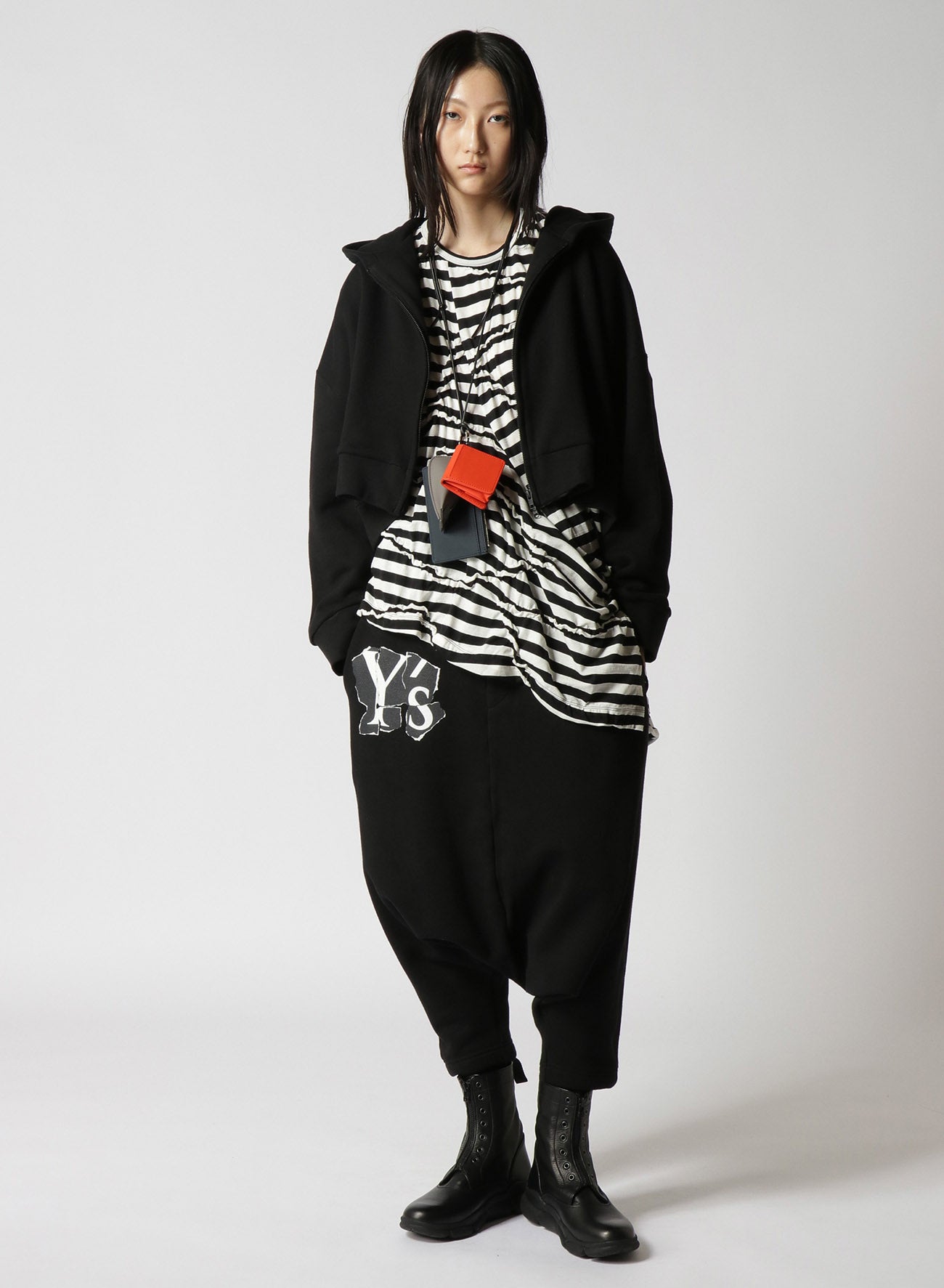 和尚 CABLE PILE JACQUARD CROPPED HOODIE – THE SHOP YOHJI YAMAMOTO