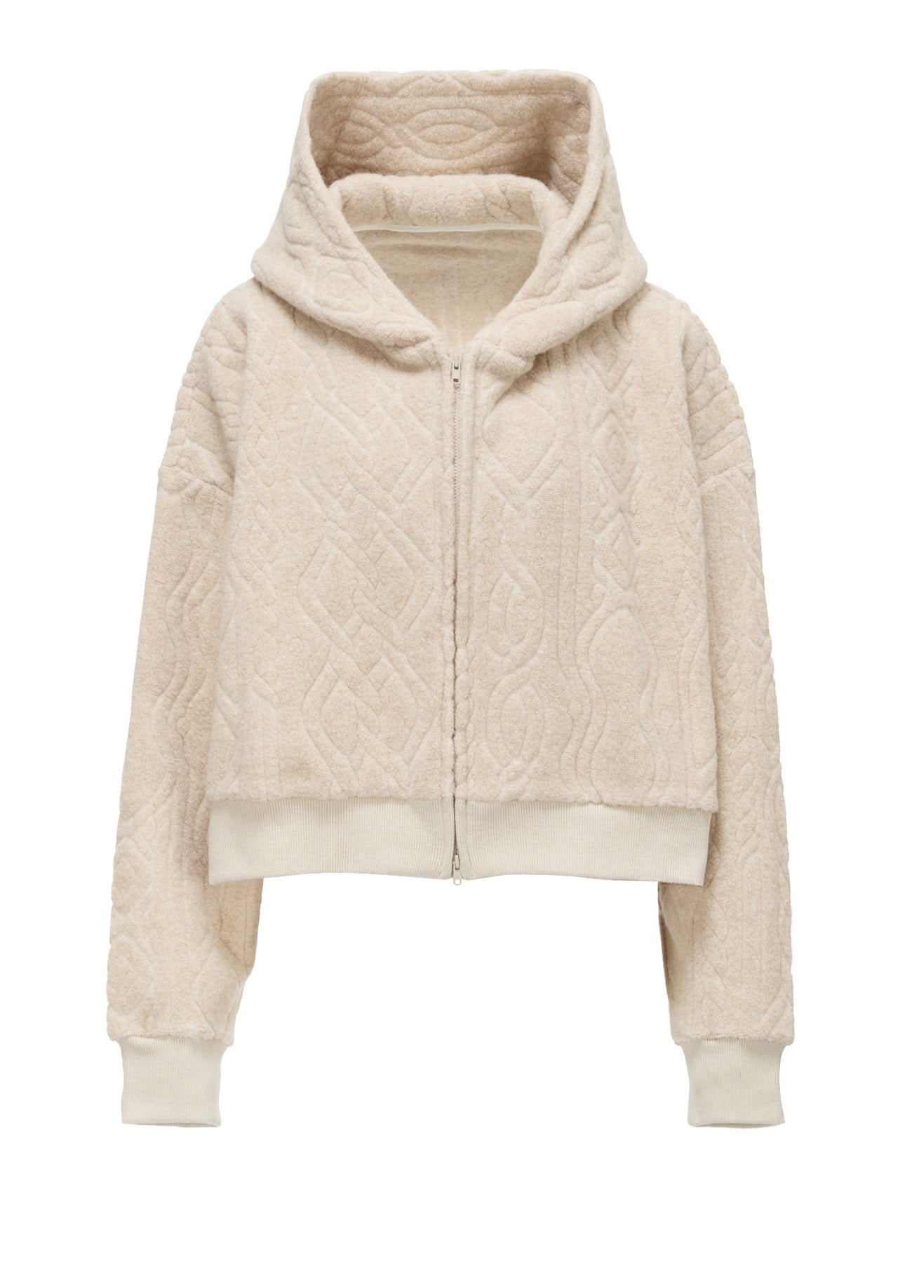 CABLE PILE JACQUARD CROPPED HOODIE – THE SHOP YOHJI YAMAMOTO