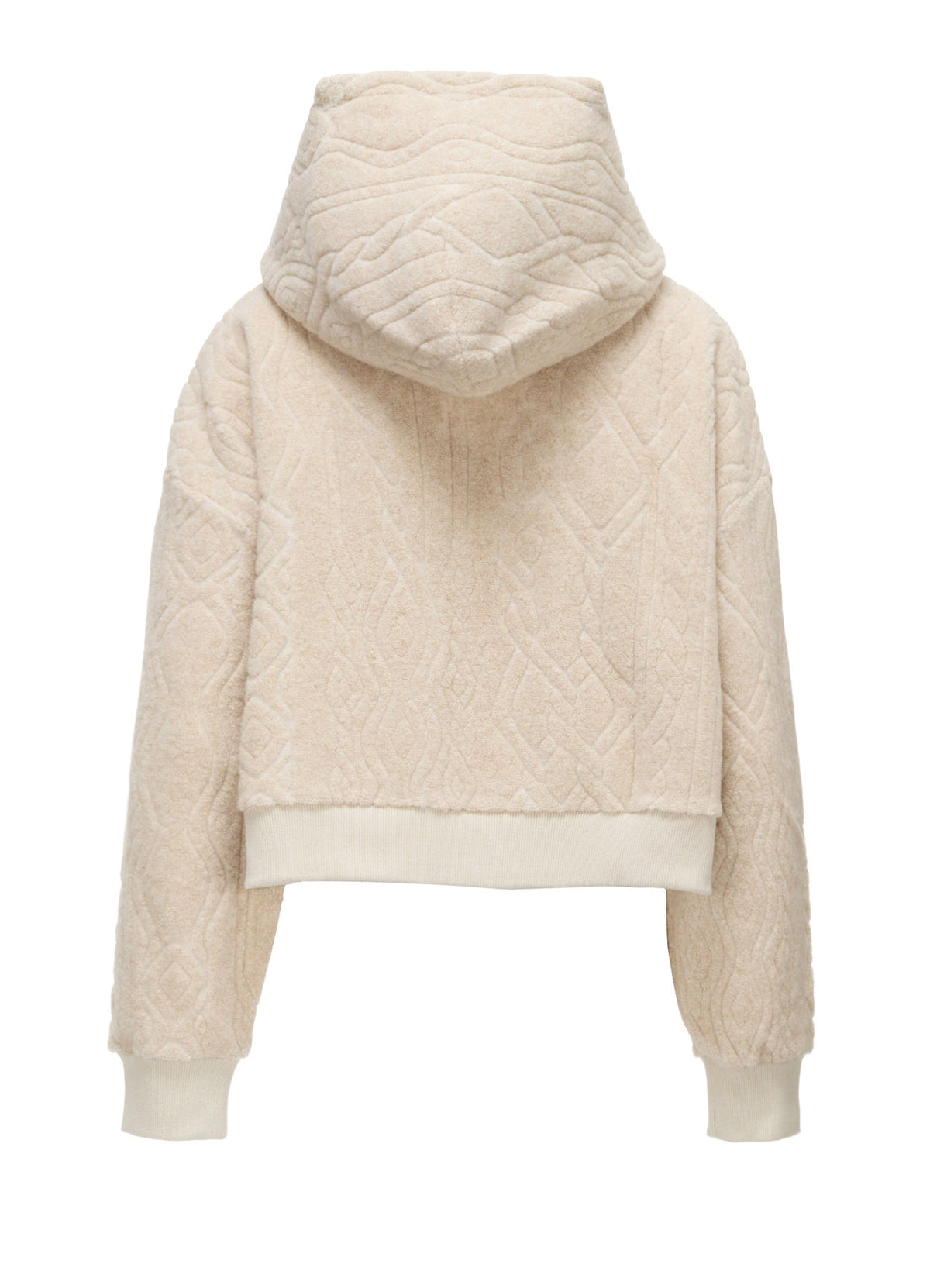 CABLE PILE JACQUARD CROPPED HOODIE