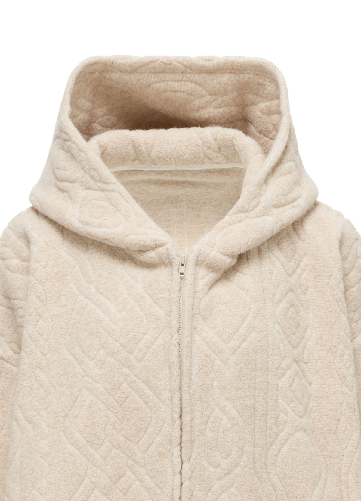 CABLE PILE JACQUARD CROPPED HOODIE