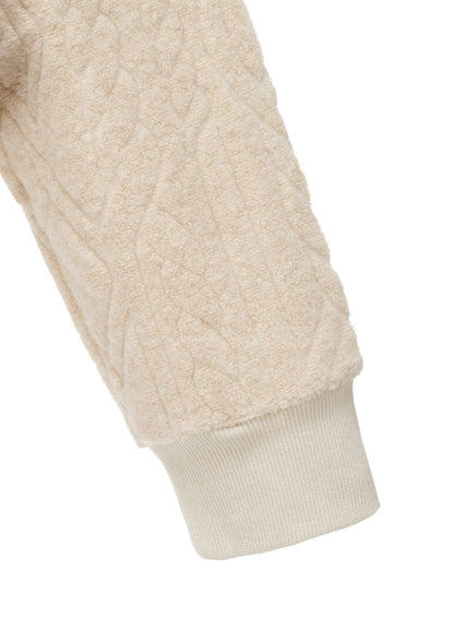CABLE PILE JACQUARD CROPPED HOODIE