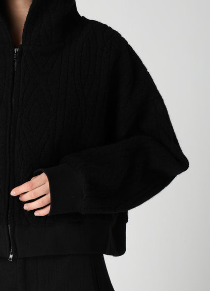 CABLE PILE JACQUARD CROPPED HOODIE