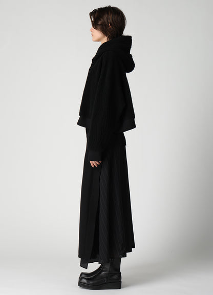CABLE PILE JACQUARD CROPPED HOODIE